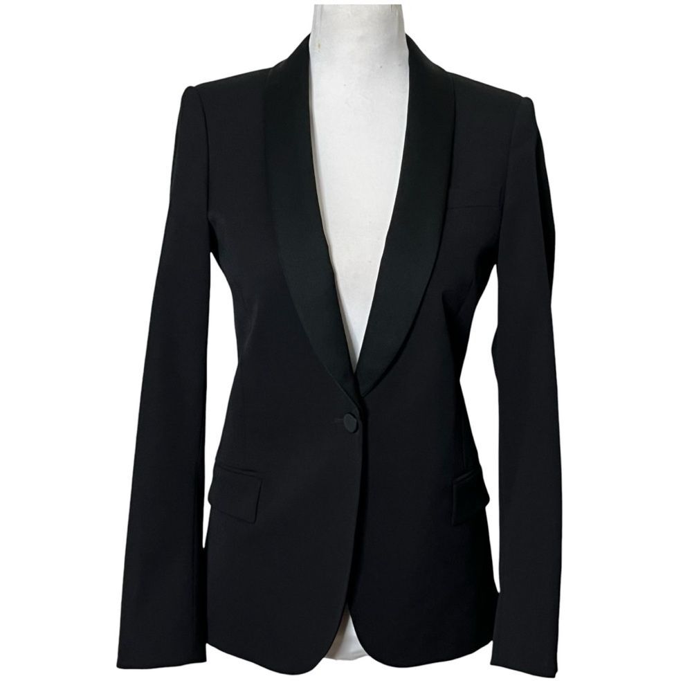 Gucci Tailored Blazer Womens 10 Black Shawl Collar Workwear Designer Classic Fit - Picture 2 of 13